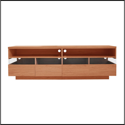 Modern TV With 4 Drawers& 2 Open Cabinets, Media Console Table For Tvs Up To 75'', Entertainment Center With Acrylic Transparent Storage Space For Living Room, Bedroom, Home Theatre