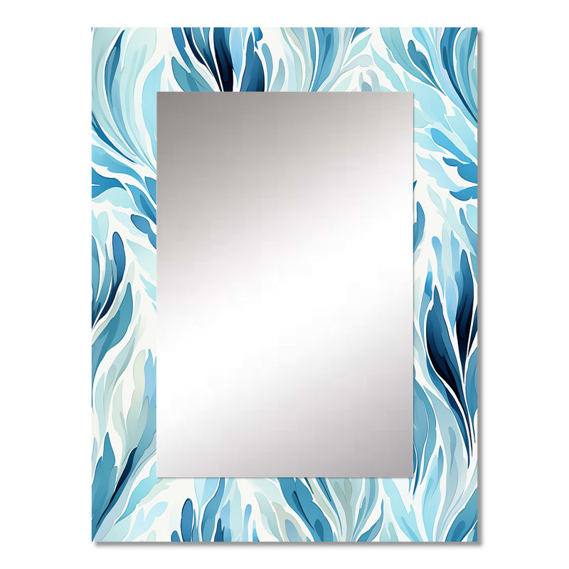 Blue And White Coastal Ikat Breeze - Ikat Mirror Wall Decor, 32" x 24"