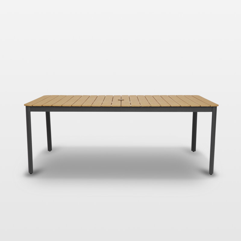 8-persons Patio Dining Table with Umbrella Hole,78.7 In Rectangular Metal Outdoor Dining Table with Aluminum Frame