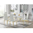 Edzard Double Pedestal High Gloss Dining Table Set with 6 Luxury Faux Leather Dining Chairs