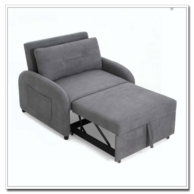Canapé-lit convertible avec coussin et pochette, causeuse en lin de coton doux, pour le salon, la chambre à coucher, le bureau, un appartement