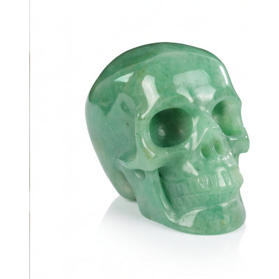 Hand-Carved Green Aventurine Crystal Skull Sculpture Natural Stone Decor Style 12