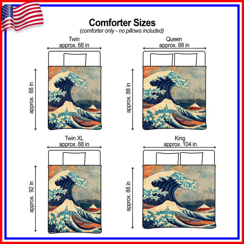 Japanese Ocean Wave Comforter, Twin Extra Long