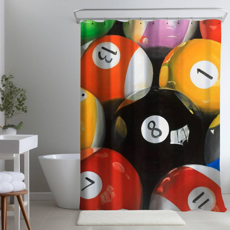 Shower Curtain MI76 – Polyester Shower Curtain, Dye Sublimation Print, 71" W × 74" L