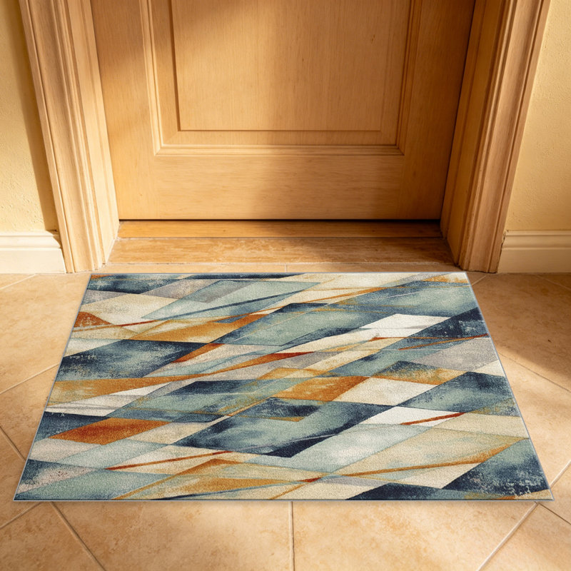 Blue Orange Abstract   area rugs for Living Room, Soft and Comfortable, Suitable for all seasons, easy to maintain, machine washable Indoor floor mat, Under Table Farmhouse suitable for Bedroom, Dining Room, Study,  Balcony, Home Decor Patio