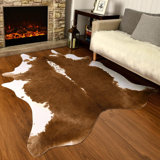 Novelty Christann Commercial Use Faux Cowhide Area Rug with Non-Slip Backing