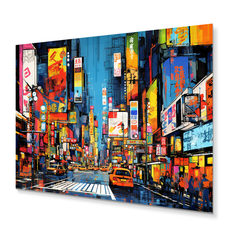 Ville colorée de la ville de Popart II - impression sans cadre sur métal, H 12 po x l 20 po x P 1 po