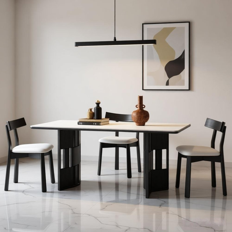 Table de salle à manger moderne et simple, Blanc