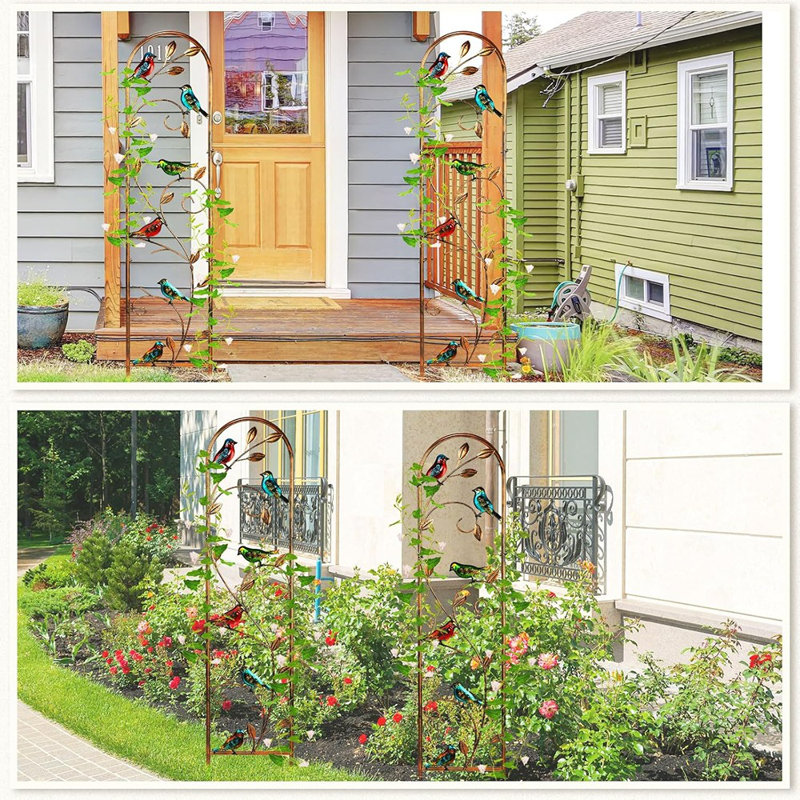 4 Pack Hummingbird Metal Garden Trellis For Climbing Plant...