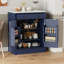 Garde-manger autoportant bleu moderne avec tiroir, 2 tablettes réglables et 2 tablettes de porte pour la cuisine et la salle à manger
