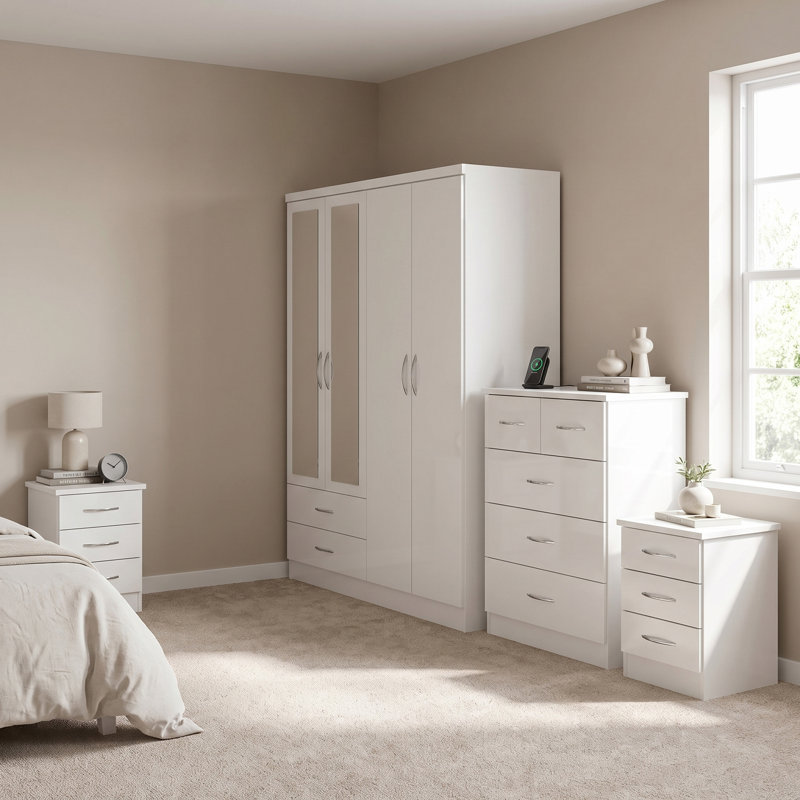 Cascio 4 Piece Bedroom Set, White