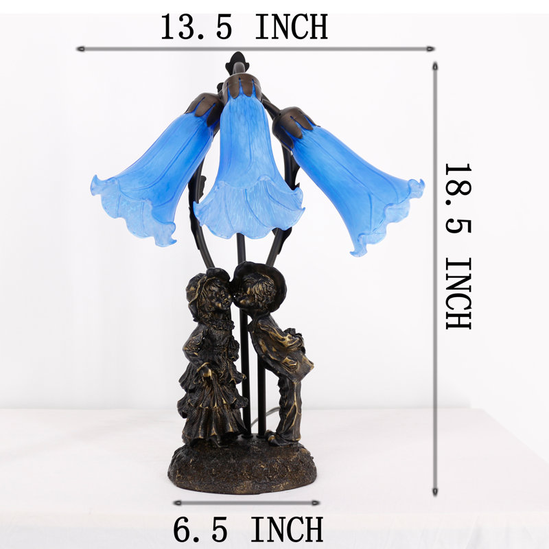 Lampe de table 17,5 pouces Lily Flower, Bleu pastel