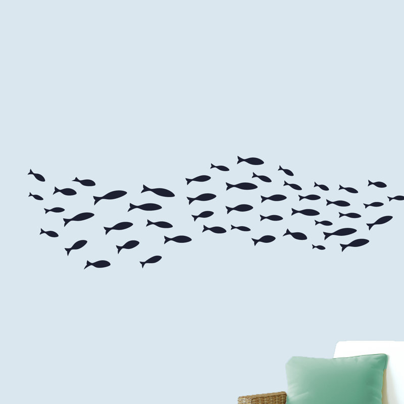 Adhésif décoratif école de poisson, Bleu marine