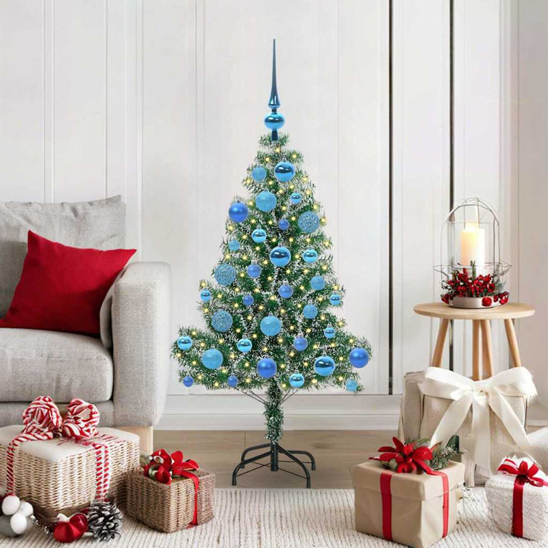 vidaXL Artificial Christmas Tree Snow Flocked with LED Light, 3.94 ft