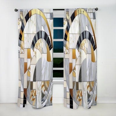 Mosaïque grise et jaune IV - Rideau à formes abstraites - Velours obscurcissant - 1 panneau