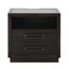 Table de chevet moderne avec 2 tiroirs, lumière DEL, casier de rangement, ports USB, prises de courant, plateau en verre, table de chevet au fini gris anthracite | Idée de cadeau
