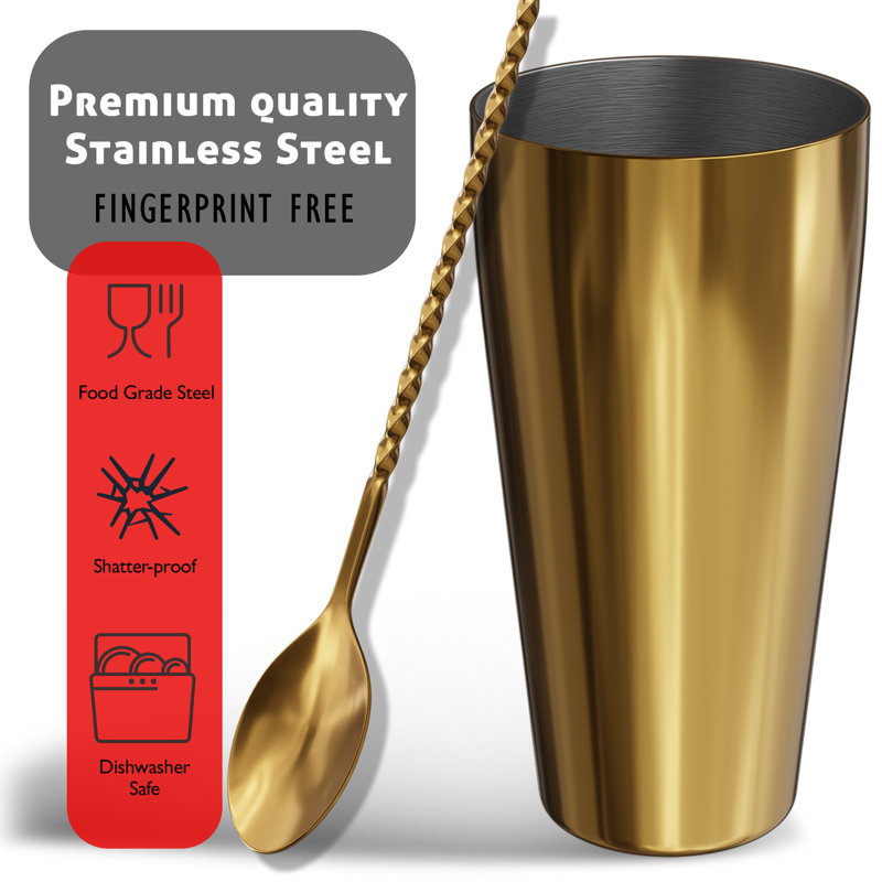 Gold Stainless Steel Cocktail Shaker Set with Bar Tools