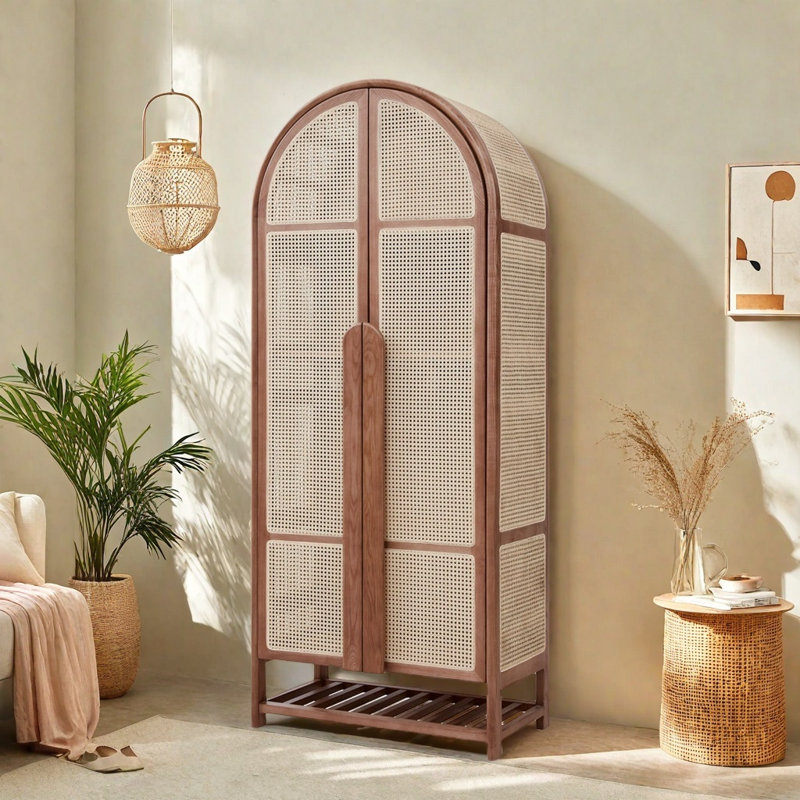 Armoire simple et rétro en bois massif, Noyer