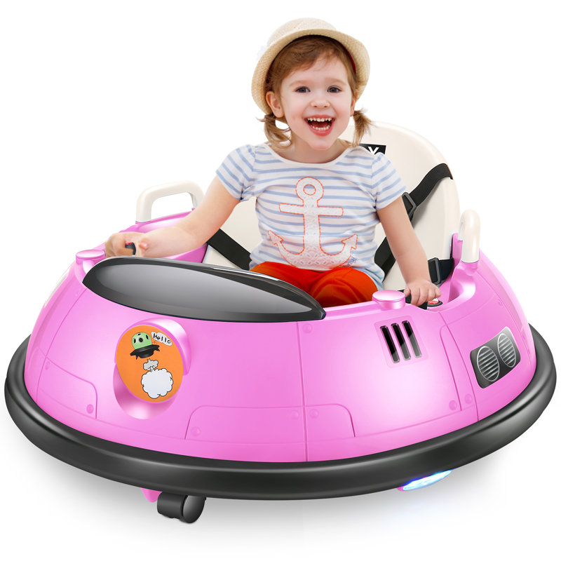 Voiture autos tamponneuse pour enfant Alex 12V 12V avec ceinture de sécurité clignotante pour enfant 360 degrés, rose, Rose