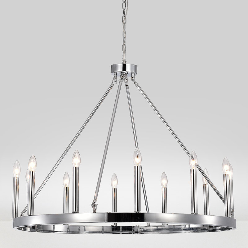 Andrees 12 - Light Dimmable Wagon Wheel Chandelier