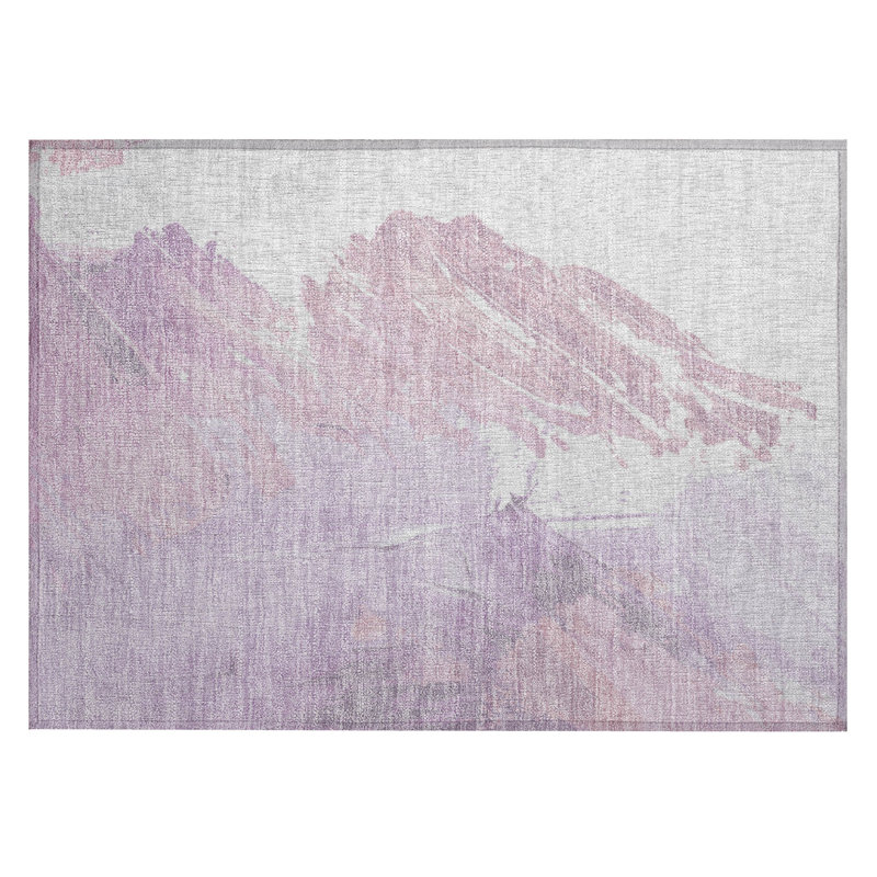 Machine Washable Indoor/Outdoor Xhevrie Lavender Rug, Rectangle 1'8" x 2'6"
