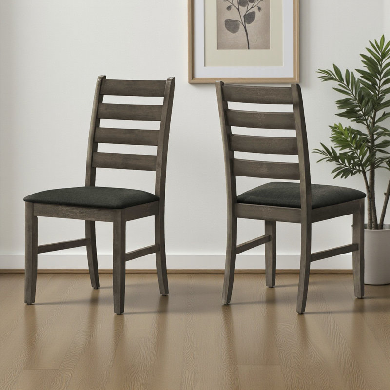 Hampton Gray Polyester and Solid Wood Leg High Dining Chair, 37.29'' H X 19.62'' W X 20.6'' D