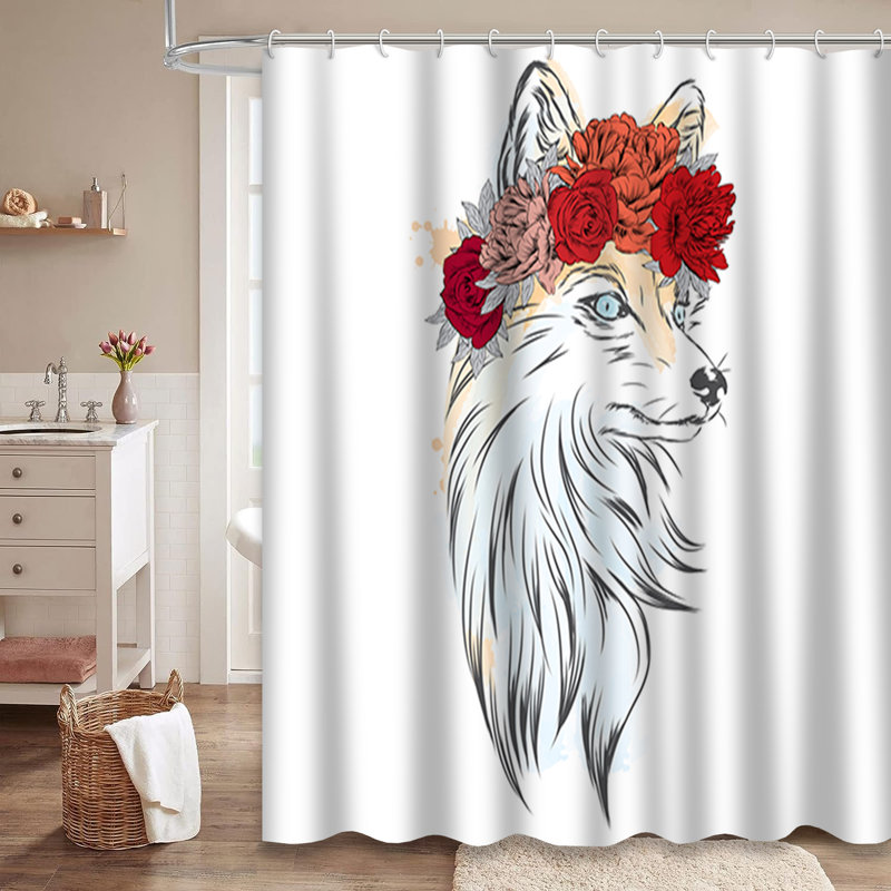 Rideau de douche avec 12 crochets Fox, L 72 po x l 78 po