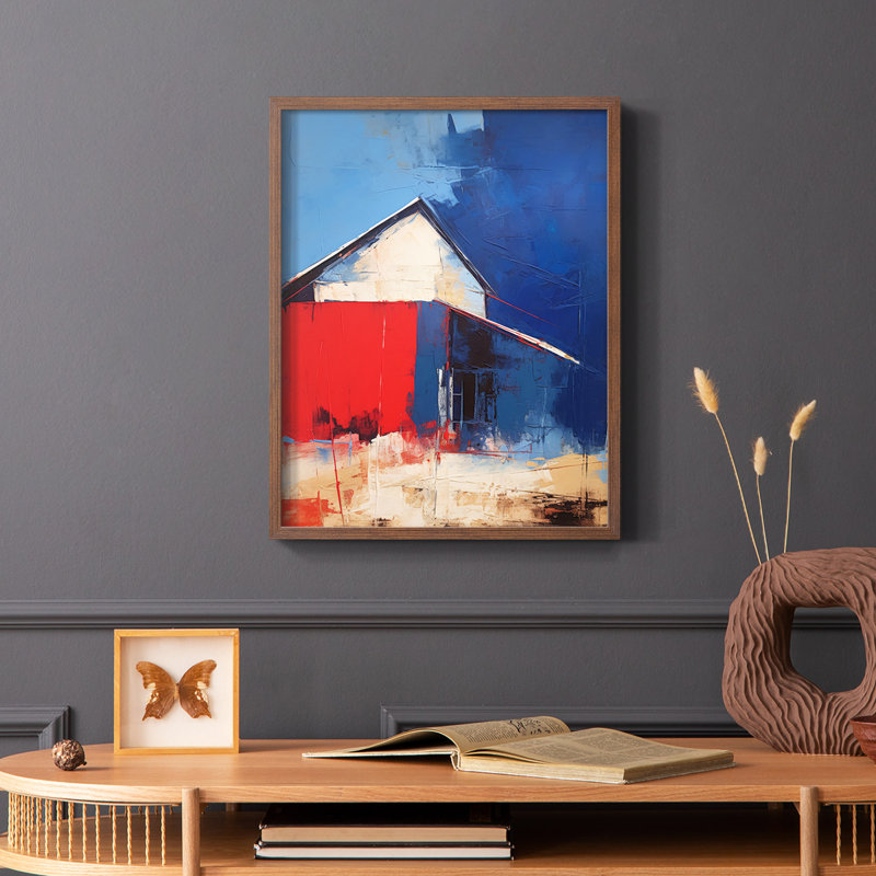Paysages série CXII - reproduction encadrée de qualité supérieure - prête à être accrochée - aucun clou requis, Noyer