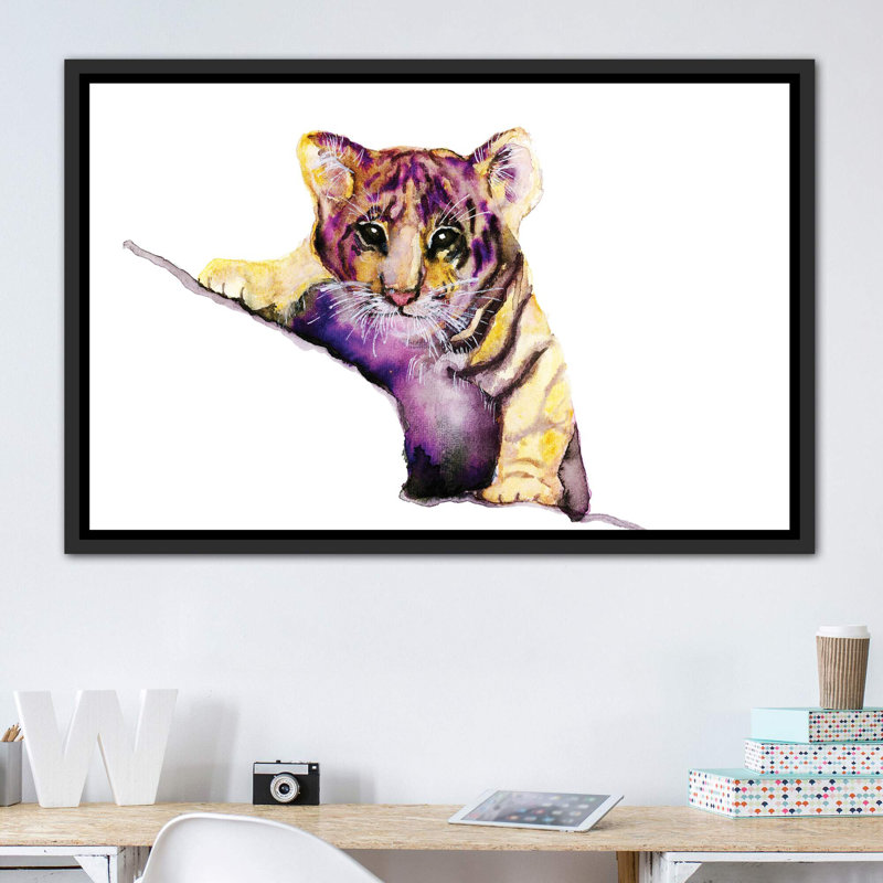 Art little tiger, Toile avec cadre noir, H 40 po x l 26 po x P 1,5 po