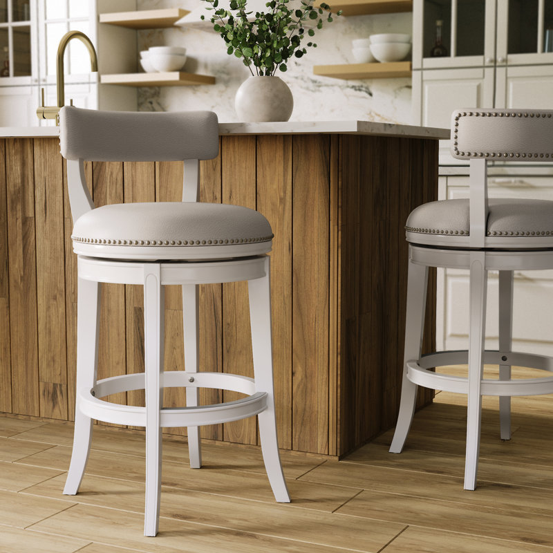 Carollynn Swivel Upholstered Counter Stool with Solid Wood Frame, Bar Stool (31" Seat Height)