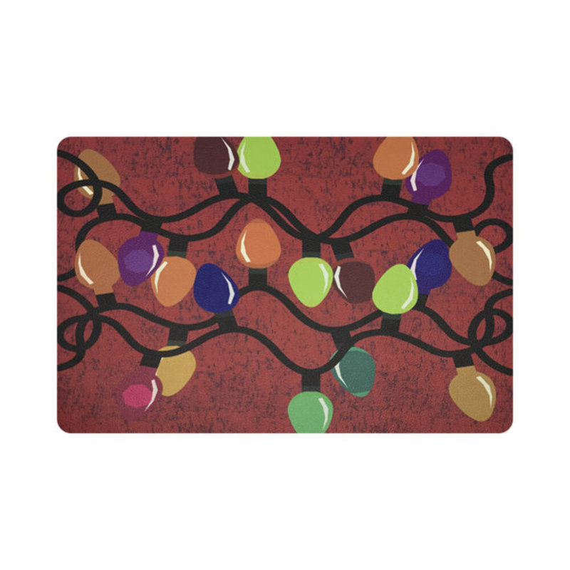 Xmas Vegan Leather Rectangle Placemats, Red