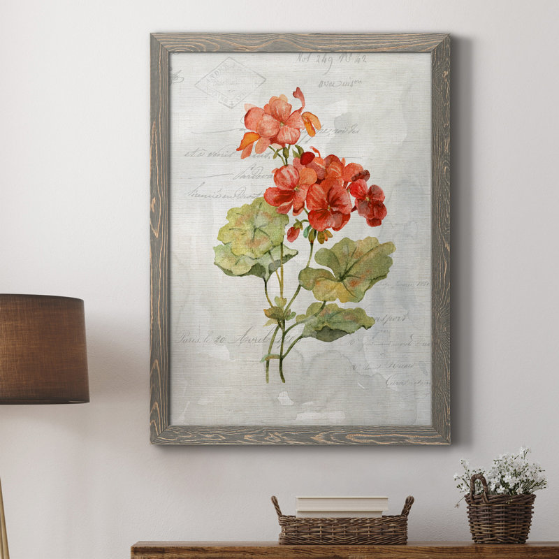 Lin géranium - peinture sur toile encadrée, Gris, H 24 po x l 18 po x P 1,5 po