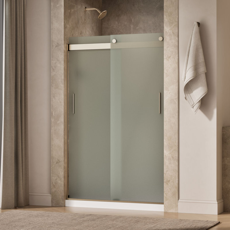 Levity 47.58" x 74" Bypass Shower Door with CleanCoat Technology, Anodized Brushed Bronze, Frosted