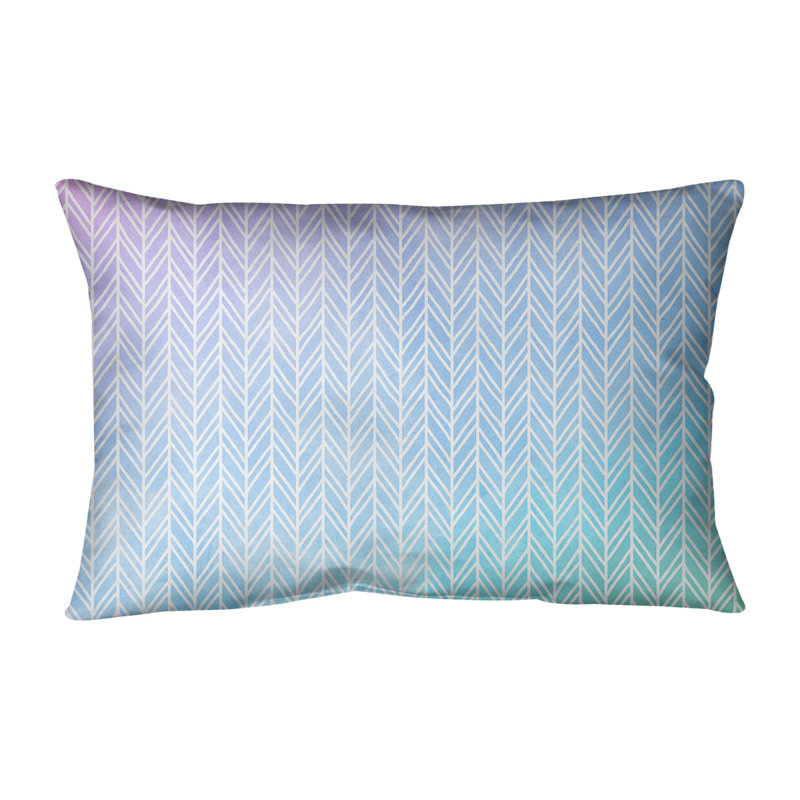 Housse et insert de coussin rectangulaire à rayures Herringbone, Bourre en polyester, Bleu / Rose / Vert
