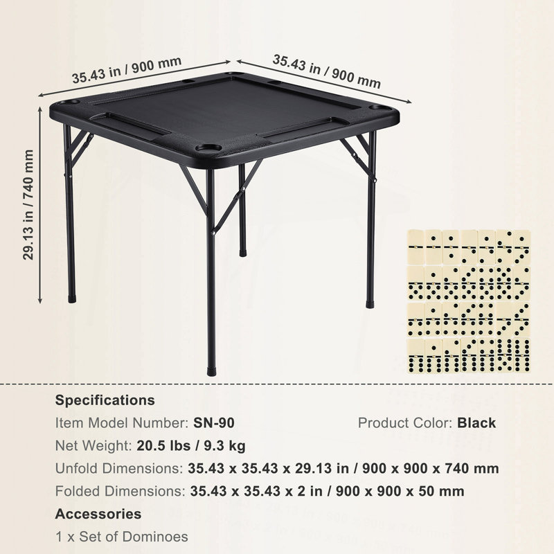 Table de jeu Mahjong, table pliante pour 4 joueurs et 4 porte-gobelets, White