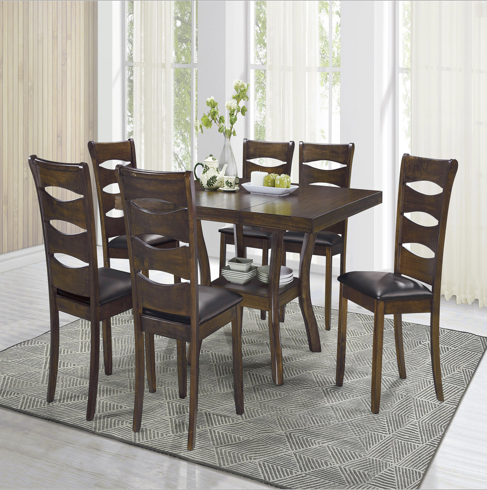 Transitional Dining Table Set Hokku Designs Transitional Dining Room Furniture 5pc Dining Set Table w ...