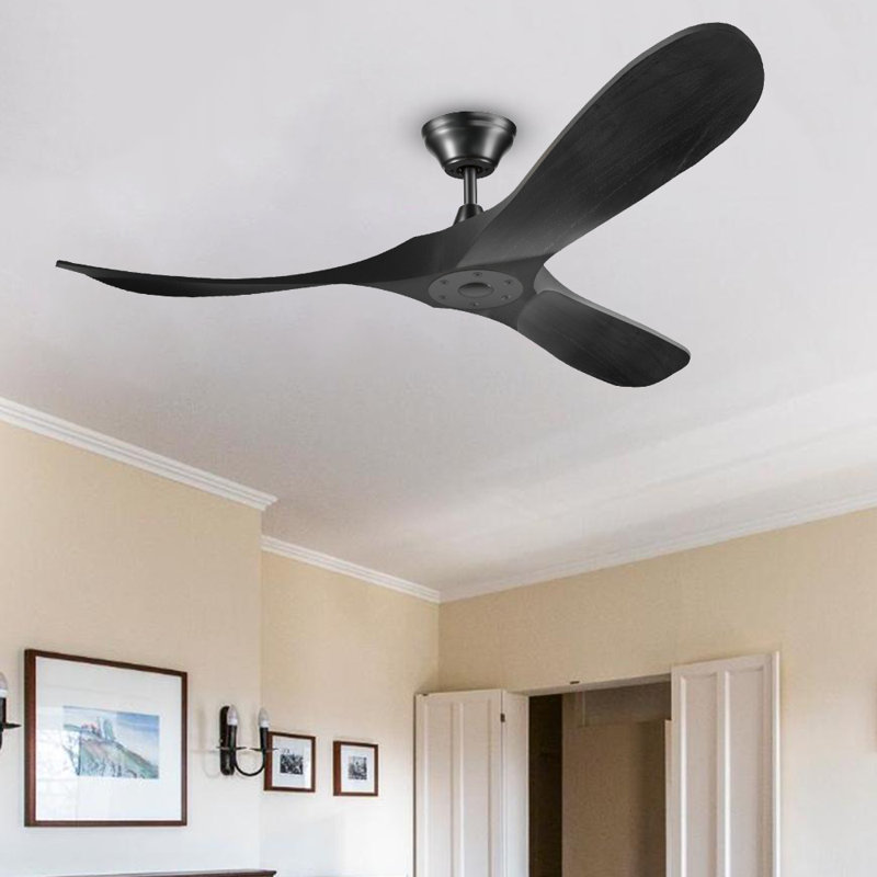 Black Soild Wood Ceiling Fan, 52"