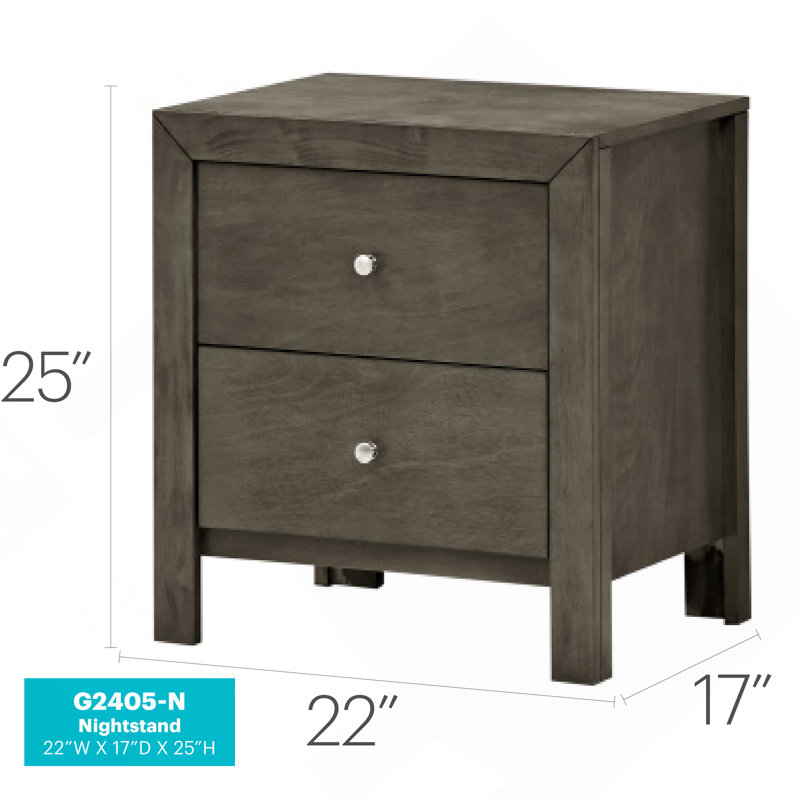 Chic Gray Transitional Nightstand, Gray
