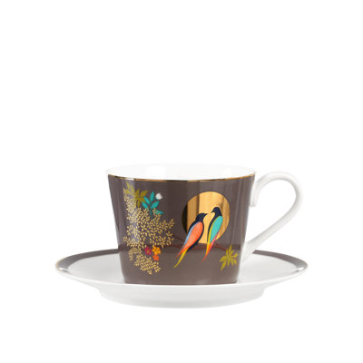 Sara Miller, Chelsea - Dark Grey Teacup & Saucer