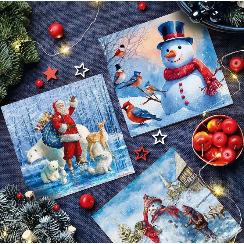 Serviettes de table amusantes bonhomme de neige