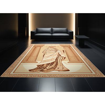 Tapis oriental doux et moelleux de style oriental Dylan brun et beige