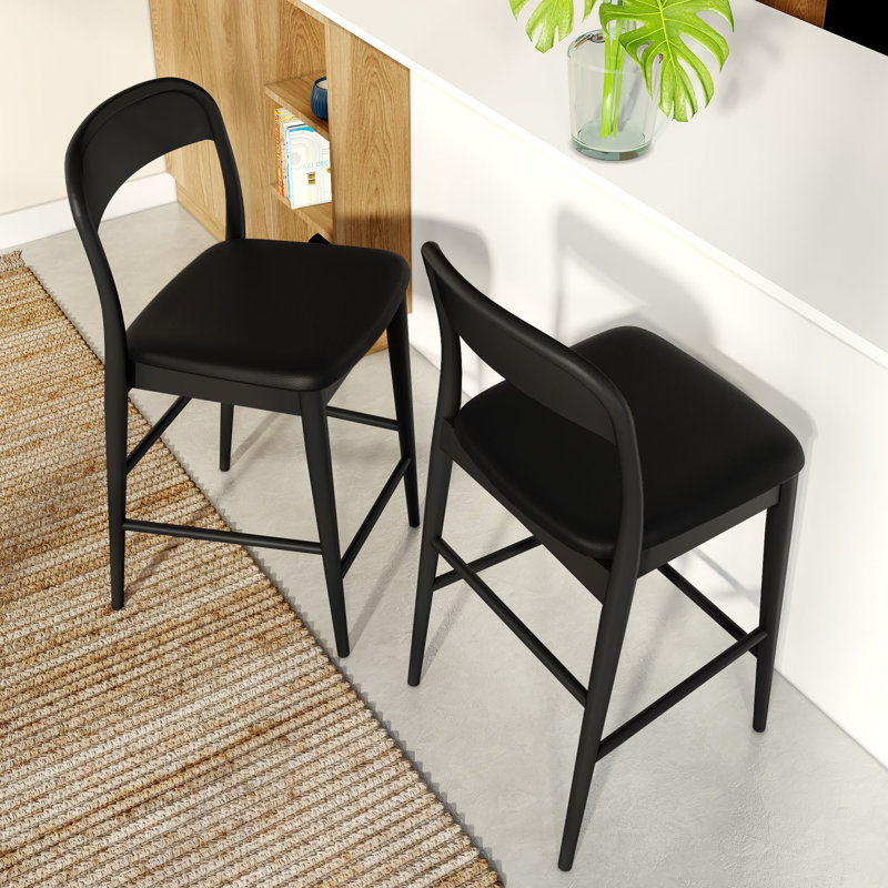 Loar Upholstered Counter Stool, 2, Black/Black