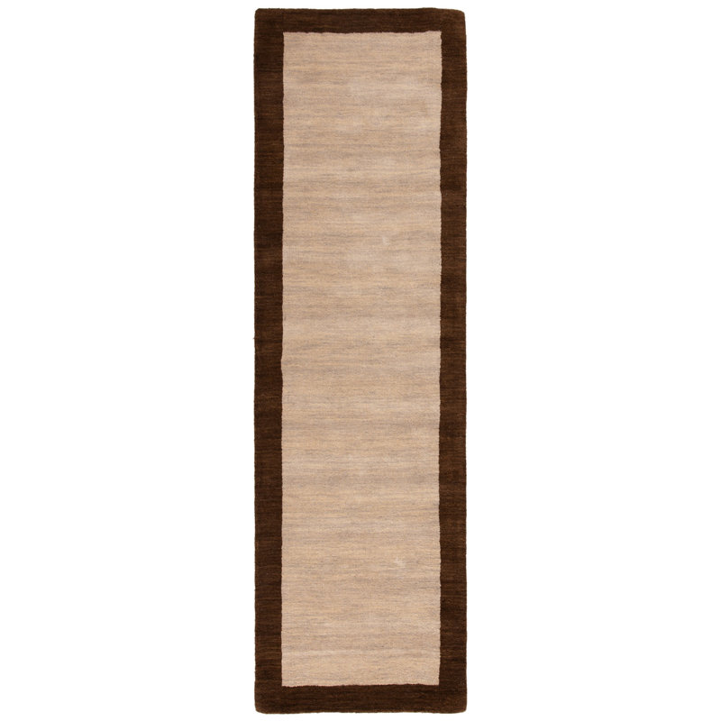 Tapis beige en laine crocheté à la main Southbury , Tapis de couloir 2 pi 3 po x 12 pi