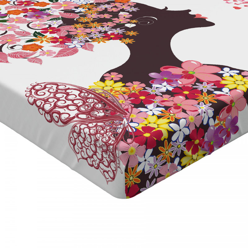 Butterflies Microfiber Floral Fitted Sheet, Full Fitted Sheet