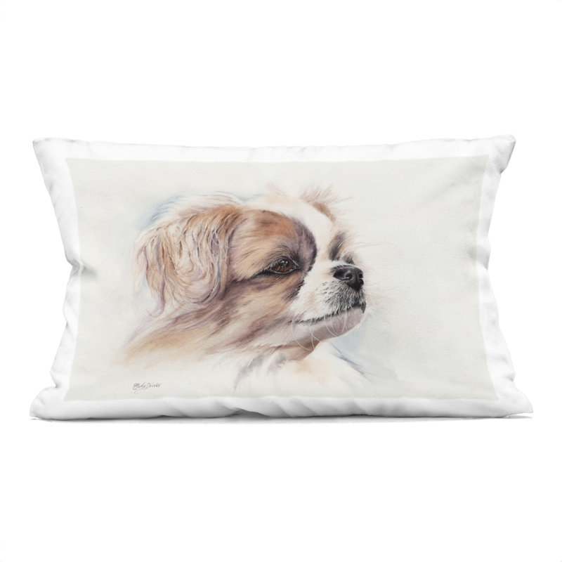 Coussin décoratif imprimé White Terrier Dog Portrait, design par Tatiana Roberts, Rectangle H 20 po x l 14 po