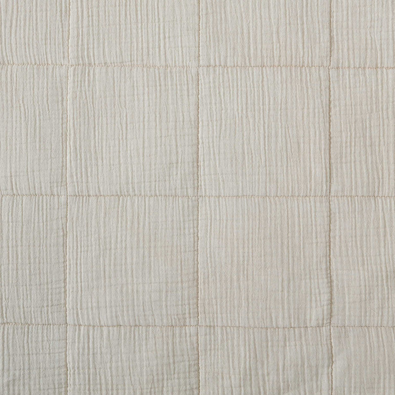 Calvin Klein Cotton Gauze Solid Cotton Beige Quilt Set, Queen Quilt + 2 Standard Shamps