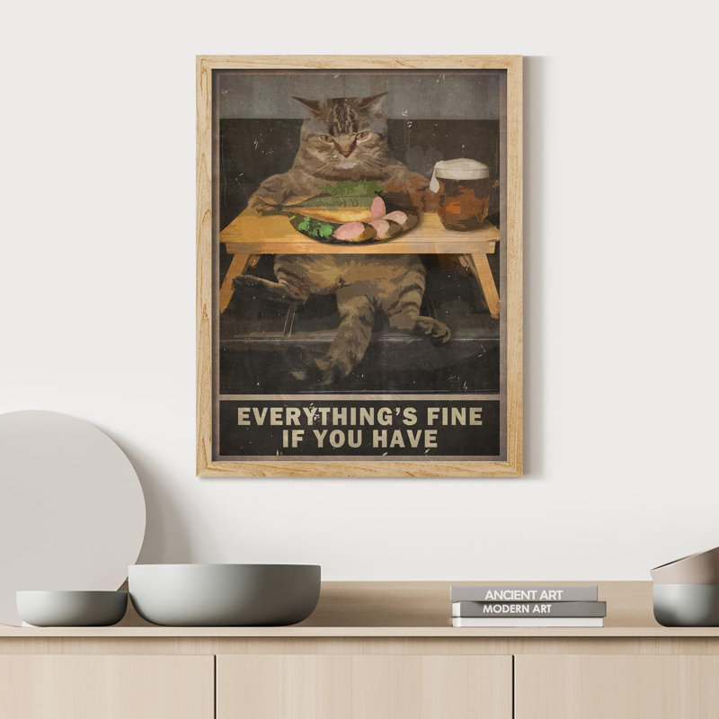 «Cute Cat Quotes Bar Sign» sur papier, Naturel, H 16 po x l 12 po
