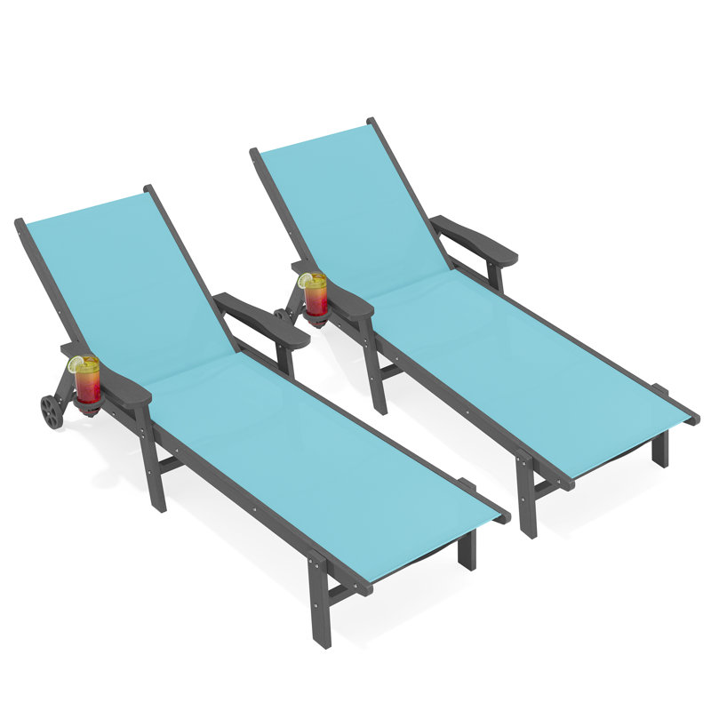 Chaise longue inclinable en PEHD, Sky Blue, 2
