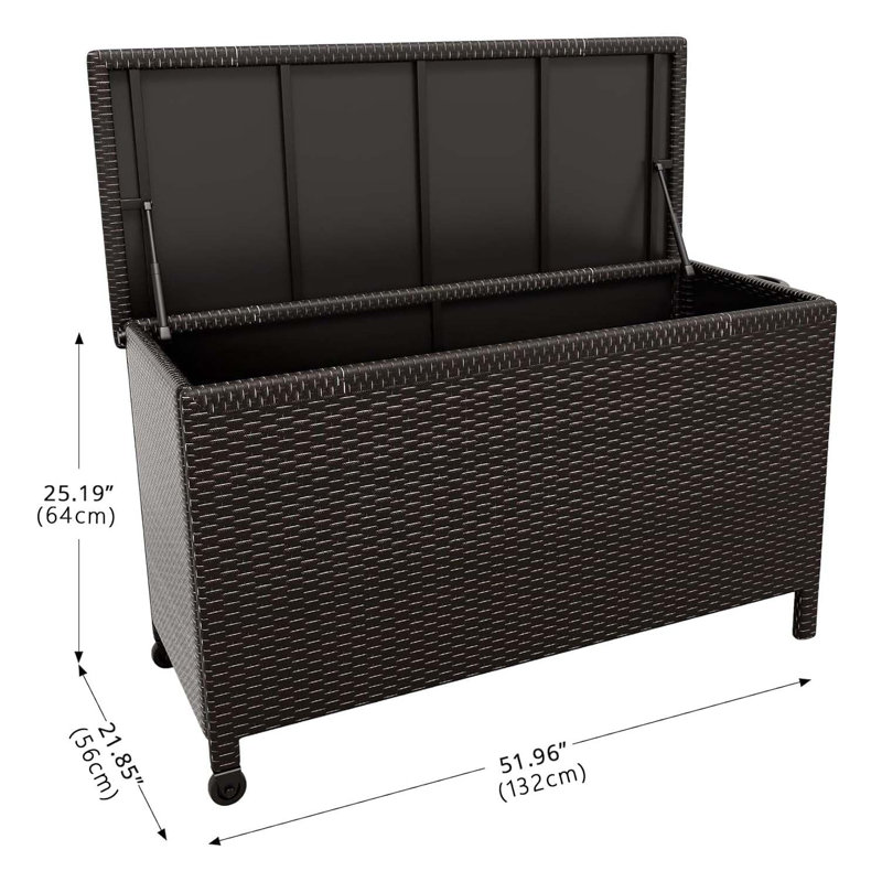 125 Gallon Outdoor Deck Box,Waterproof All-Weather PE Rattan Wicker Storage Chest with Handles & Wheels,Patio Storage for Garden Cushions,Pool Toys,Yard Tools,Brown