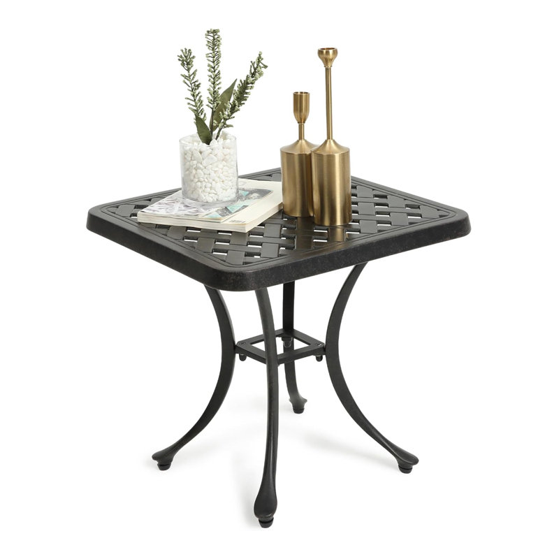Table d'appoint carrée en métal pour l'extérieur, l 18 po x P 18 po